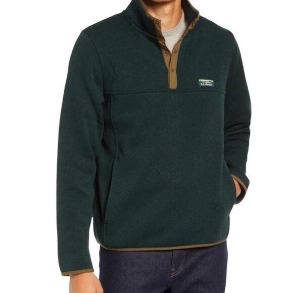 L.L. Bean Sweater Fleece Pullover In Hunter Green Men’s Size XXL - Picture 1 of 10